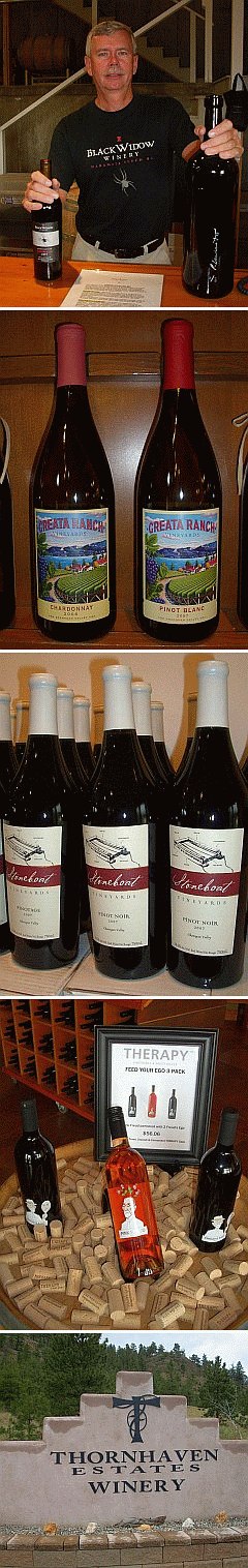 Black Widow winery, Thornhaven winery, Therapy wine, Stoneboat wine
